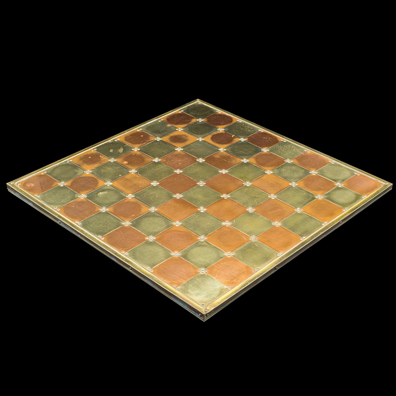 Large Vintage Chess Board, English, Brass, Copper, Gaming Set, Late 20th Century For Sale 1
