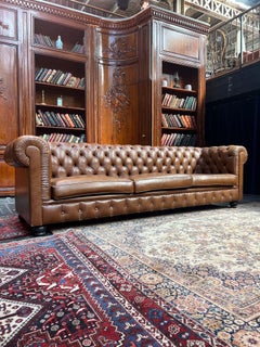 Large Vintage Chesterfield Sofa, Cognac Leather, Late 20th Century