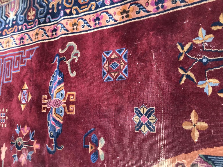 Large Vintage Chinese Art Deco Rug For Sale at 1stDibs