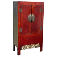 Große Vintage Chinese Cabinet mit Foo Dog Schnitzereien