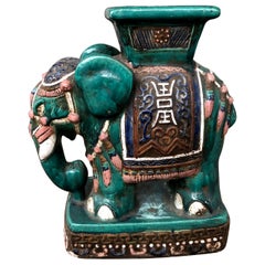 Large Vintage Chinese Ceramic Elephant Pedestal, 20th Century