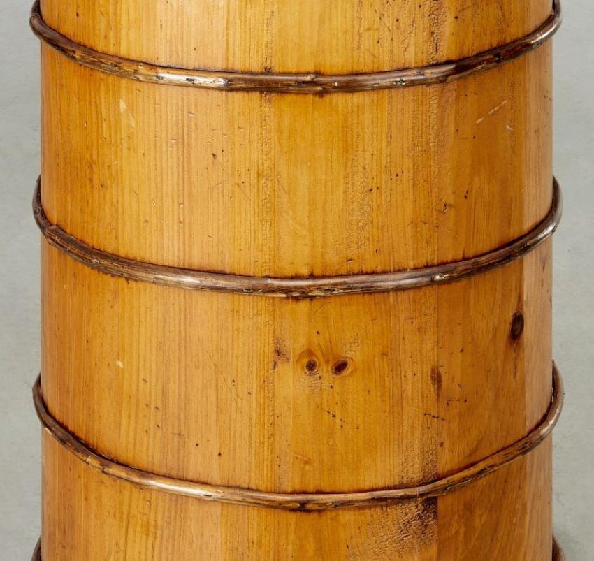 20th Century Large Vintage Chinese Floor Standing Wooden Storage Barrel with Lid For Sale