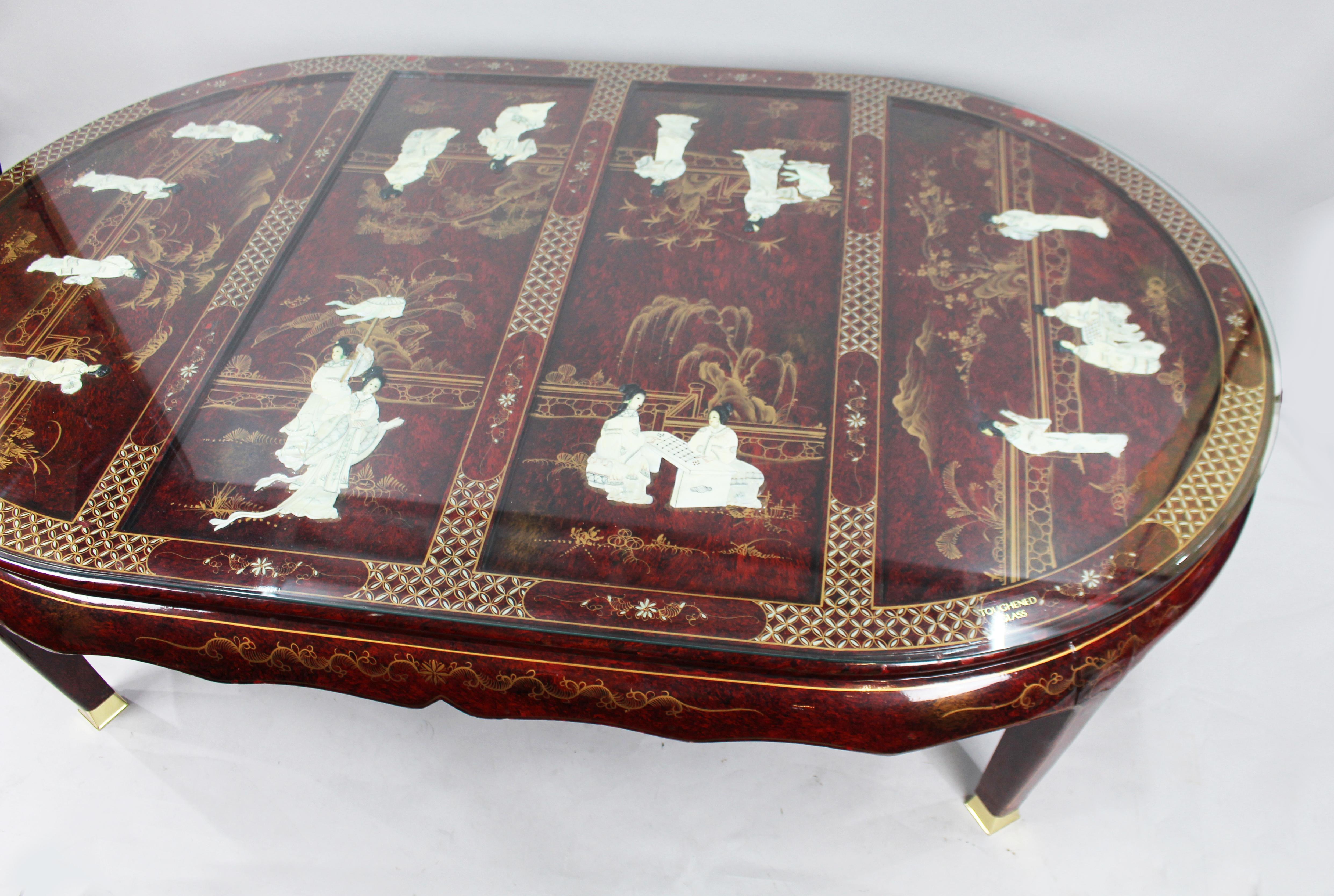20th Century Large Vintage Chinese Red Lacquer Coffee Table For Sale