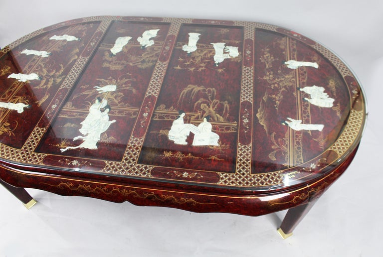 Large Vintage Chinese Red Lacquer Coffee Table For Sale at 1stDibs