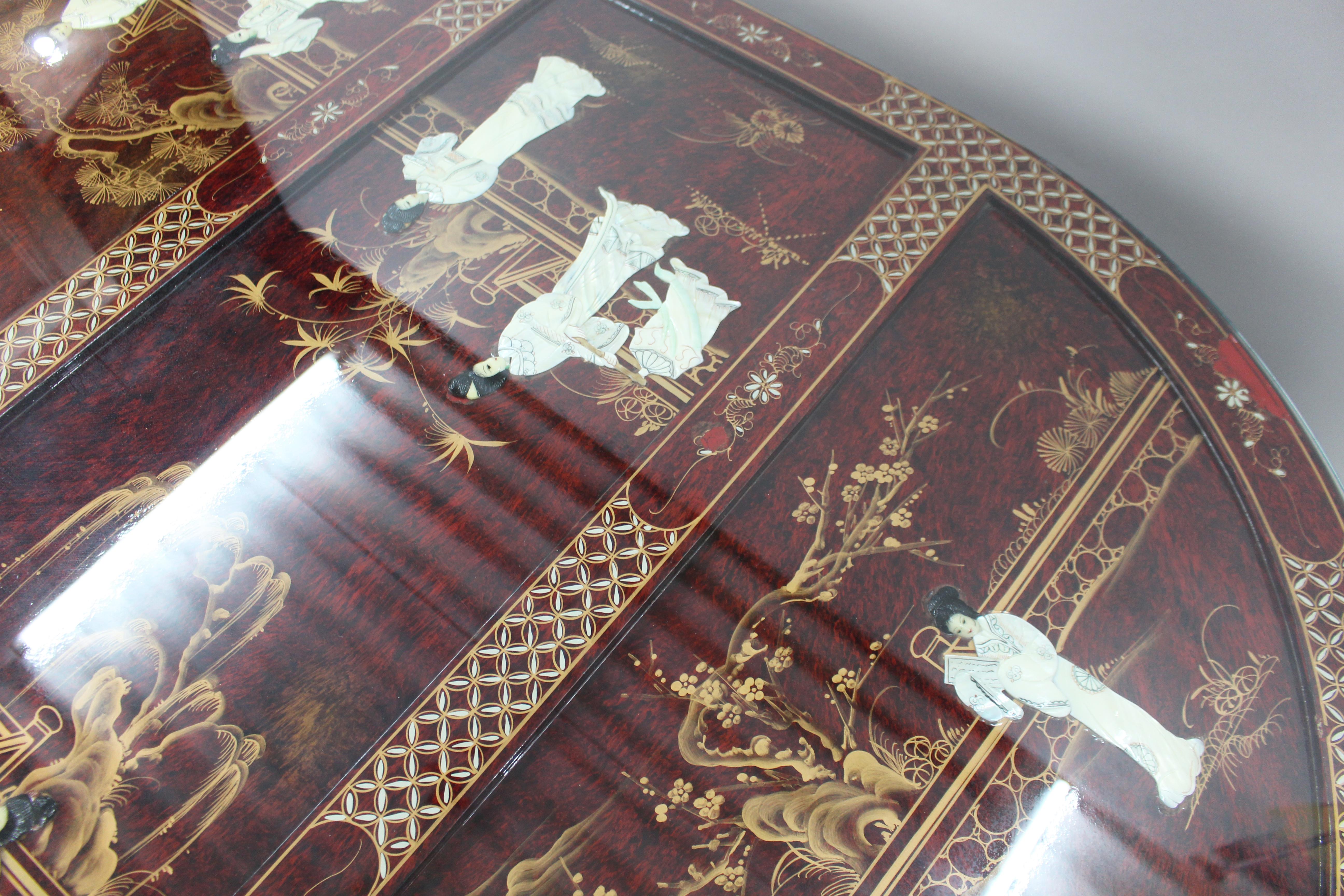 Large Vintage Chinese Red Lacquer Coffee Table For Sale 1