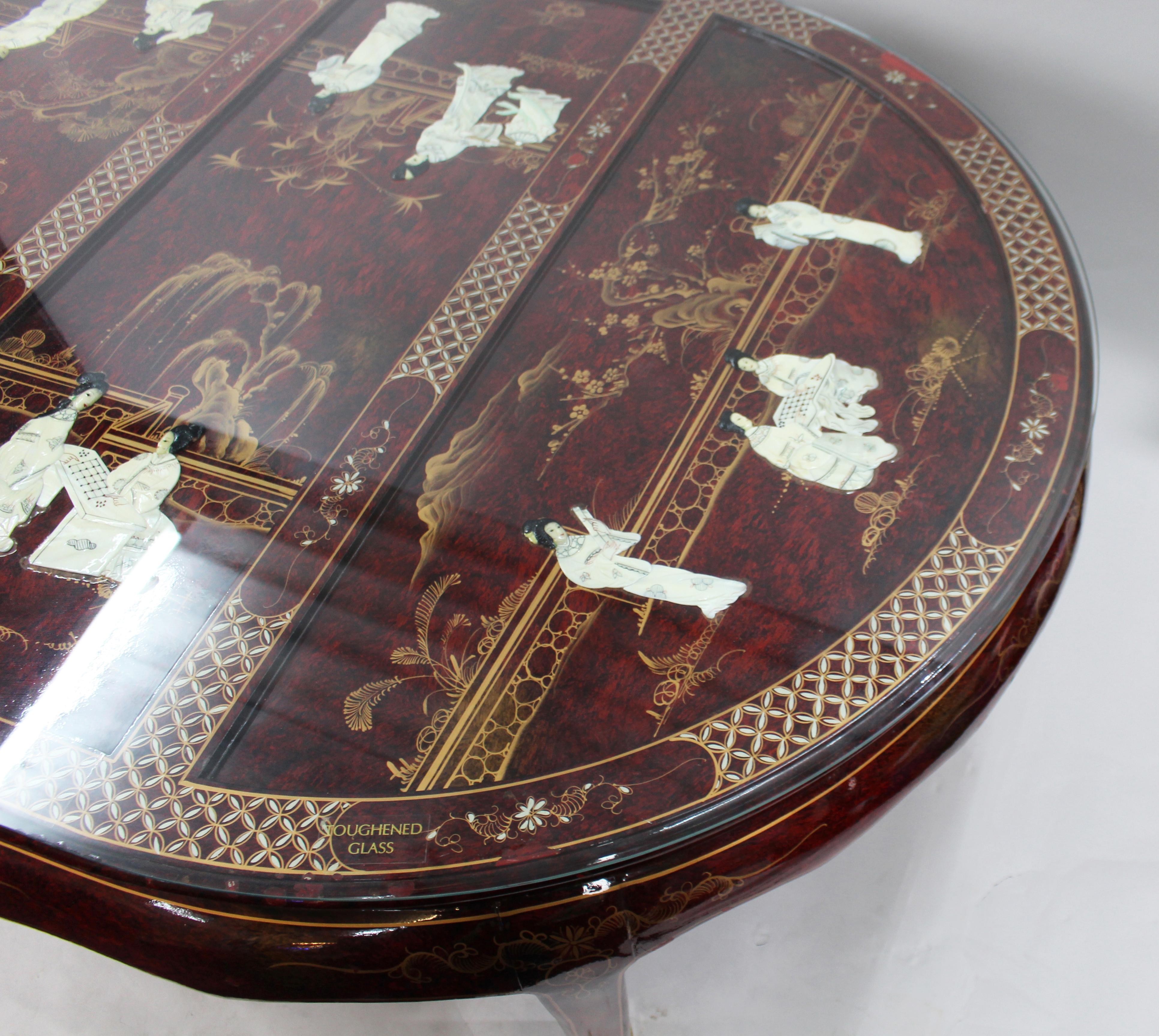 Large Vintage Chinese Red Lacquer Coffee Table For Sale 2