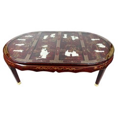 Large Vintage Chinese Red Lacquer Coffee Table