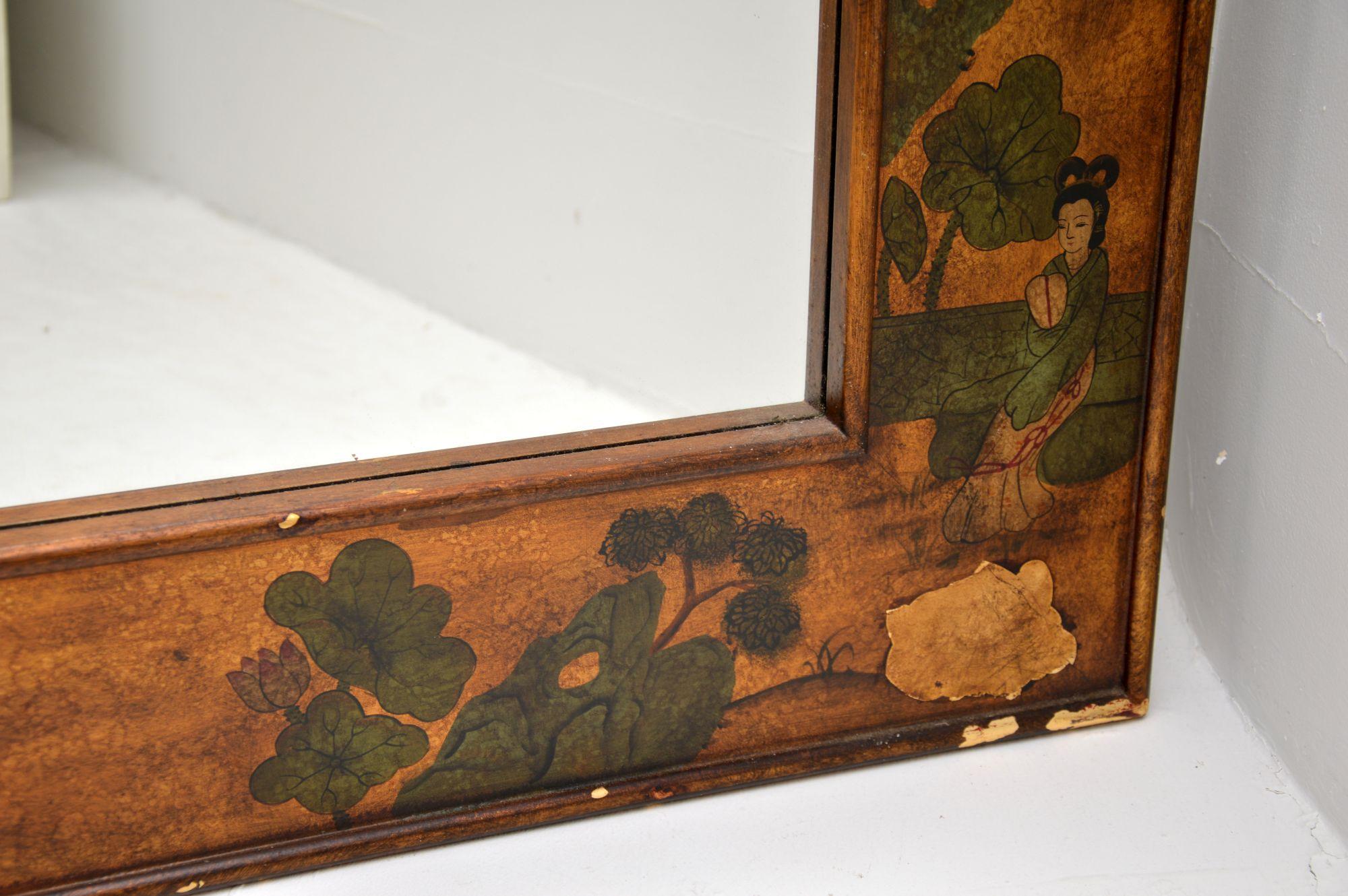 Large Vintage Chinoiserie Mirror For Sale at 1stDibs
