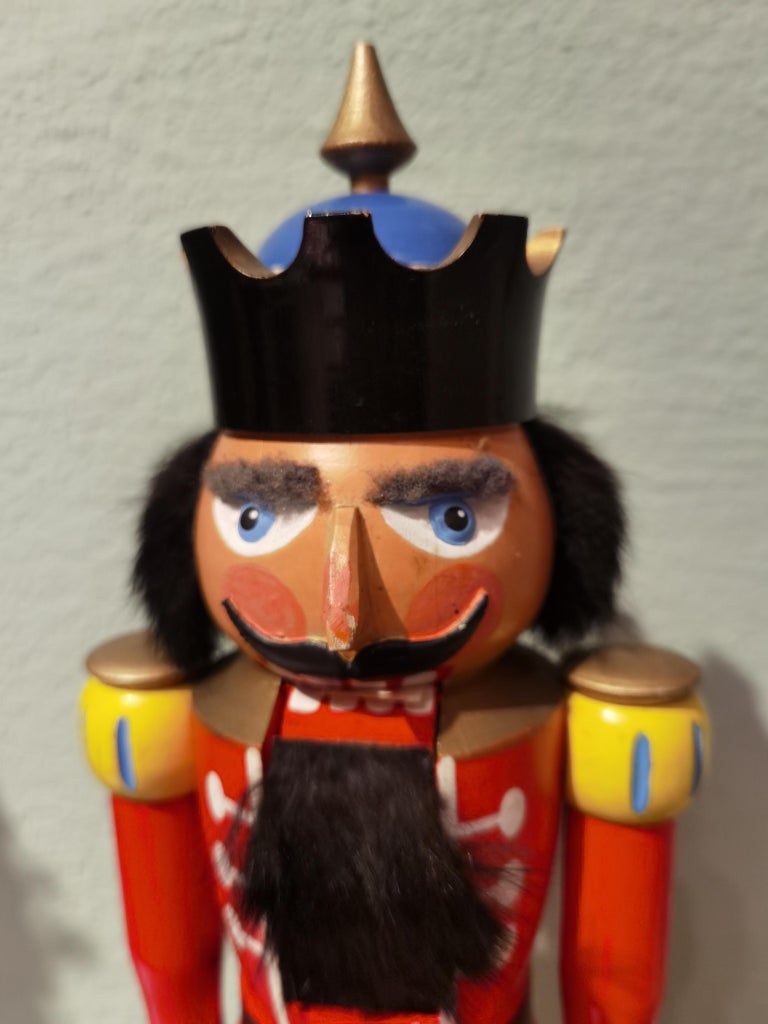 Large Vintage Christmas Nutcracker Figure Wood Erzgebirge Germany For