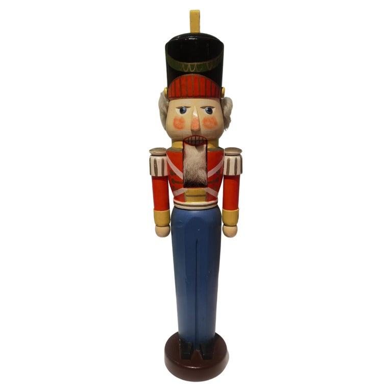 Large Vintage Christmas Nutcracker Wood Erzgebirge, Germany For Sale at
