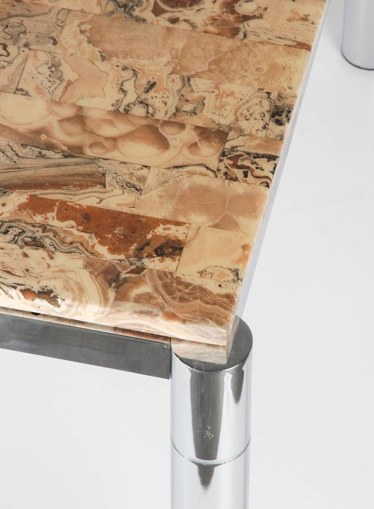 Large Vintage Chromed and Marble Coffee Table MidCentury Modern Design For Sale at 1stDibs