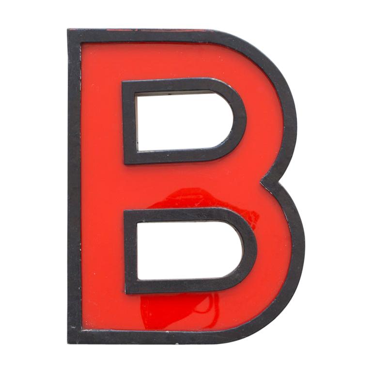 Large Vintage Cinema Letters, Midcentury, Red/Black, Shop Sign 'B'