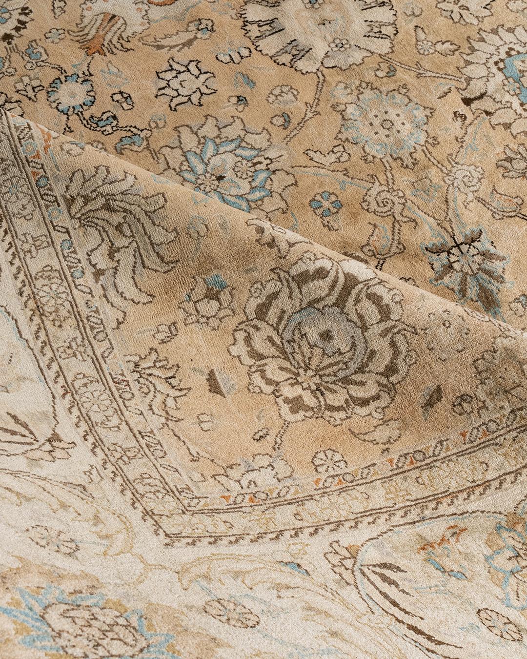 Grande tappeto Tabriz persiano beige vintage del 1920, 10'5 x 15'6 in vendita 9