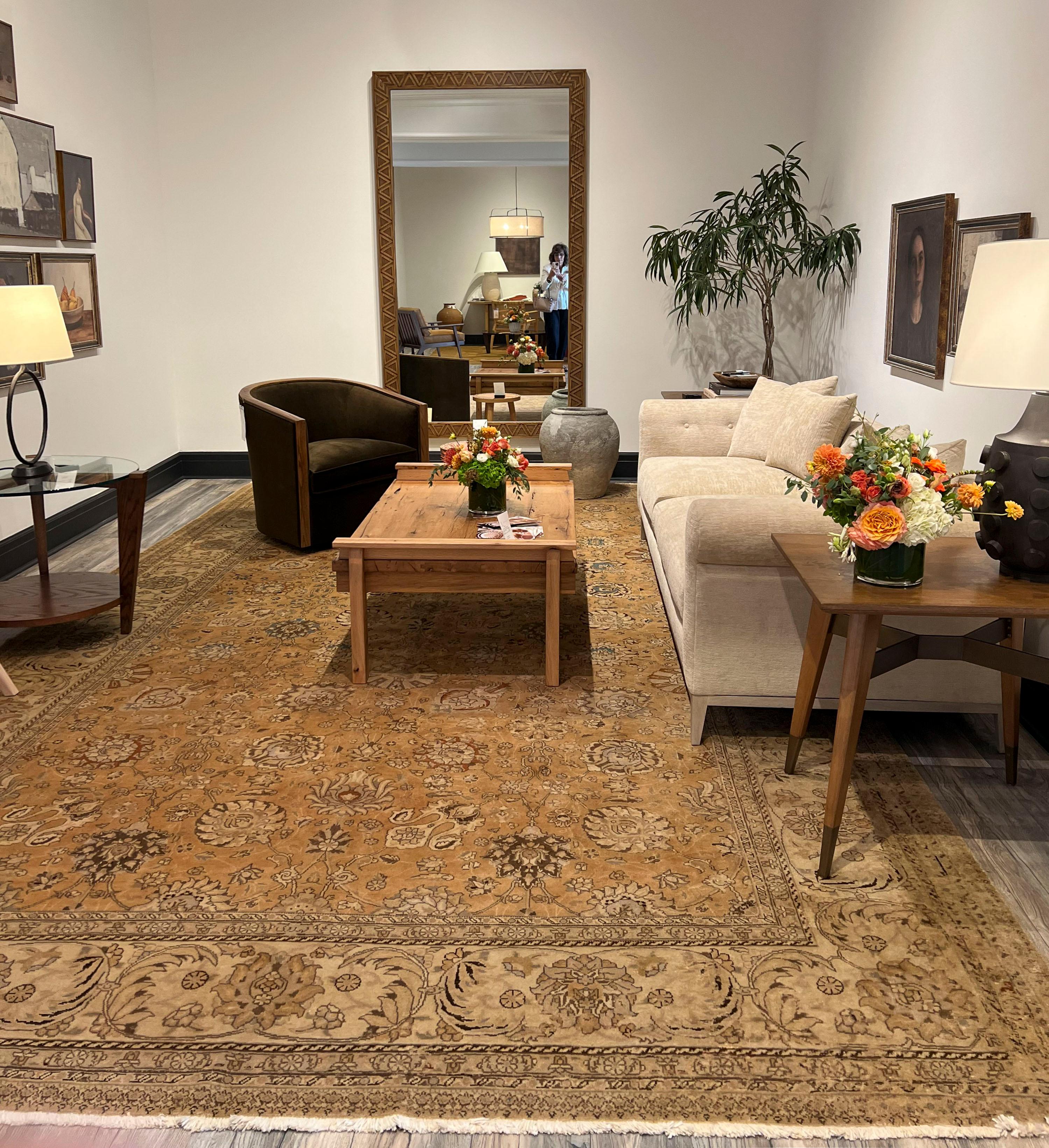 Grande tappeto Tabriz persiano beige vintage del 1920, 10'5 x 15'6 in vendita 12