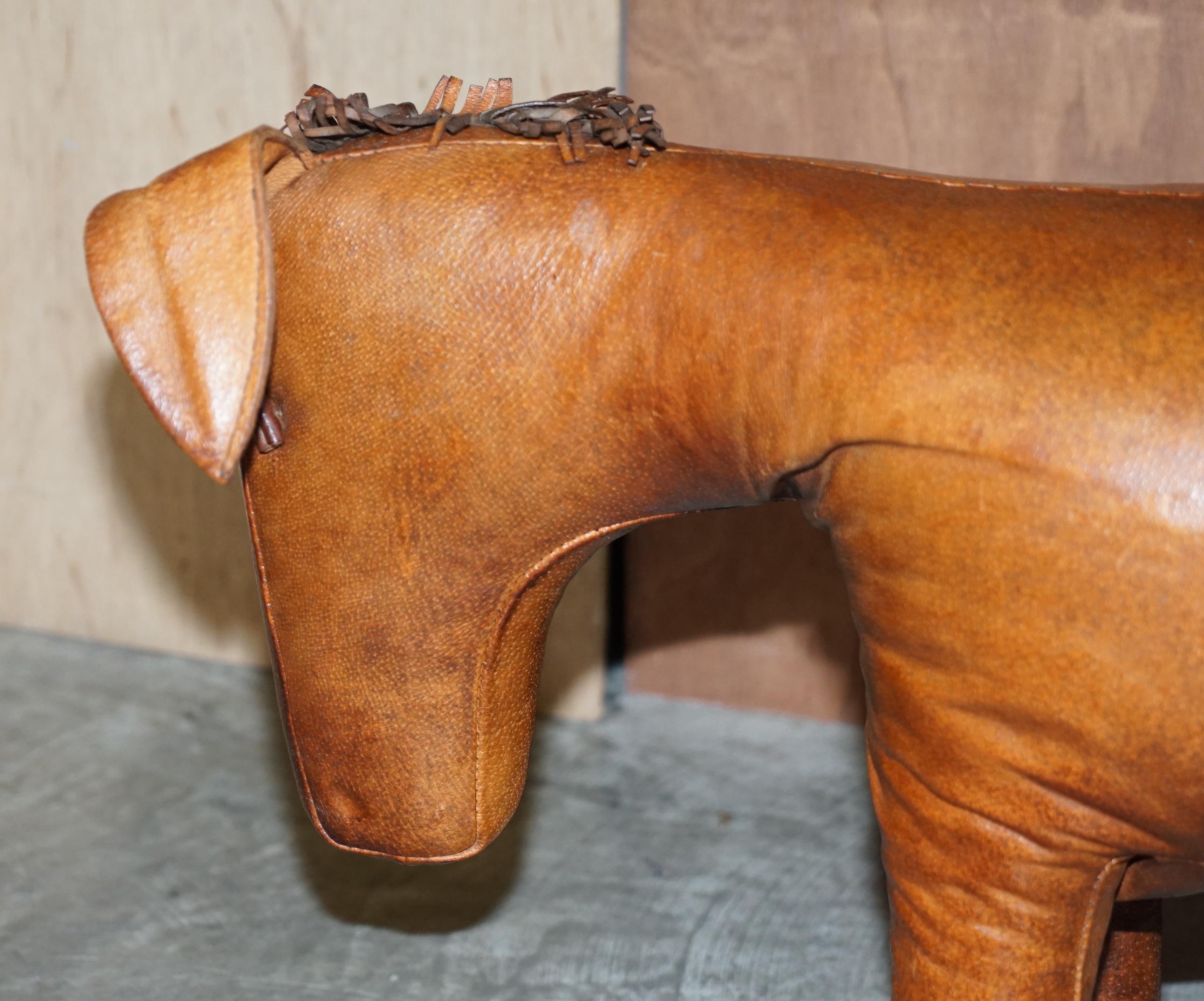 Large Vintage Circa 1940's Abercrombie & Fitch Brown Leather Donkey Pony Stool 2