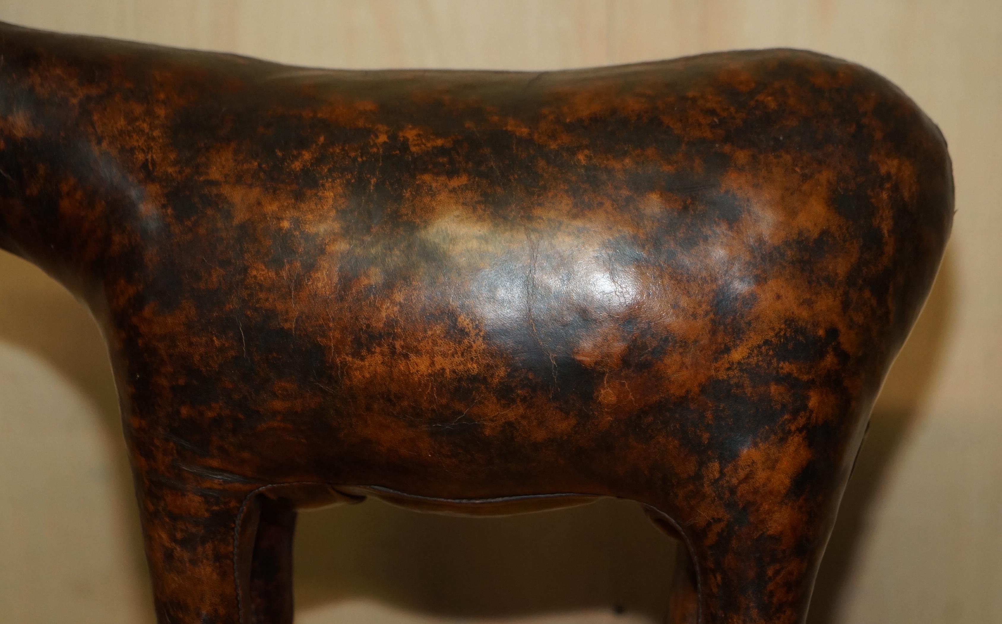 Large Vintage circa 1940's Abercrombie & Fitch Omersa Brown Leather Donkey Stool 7