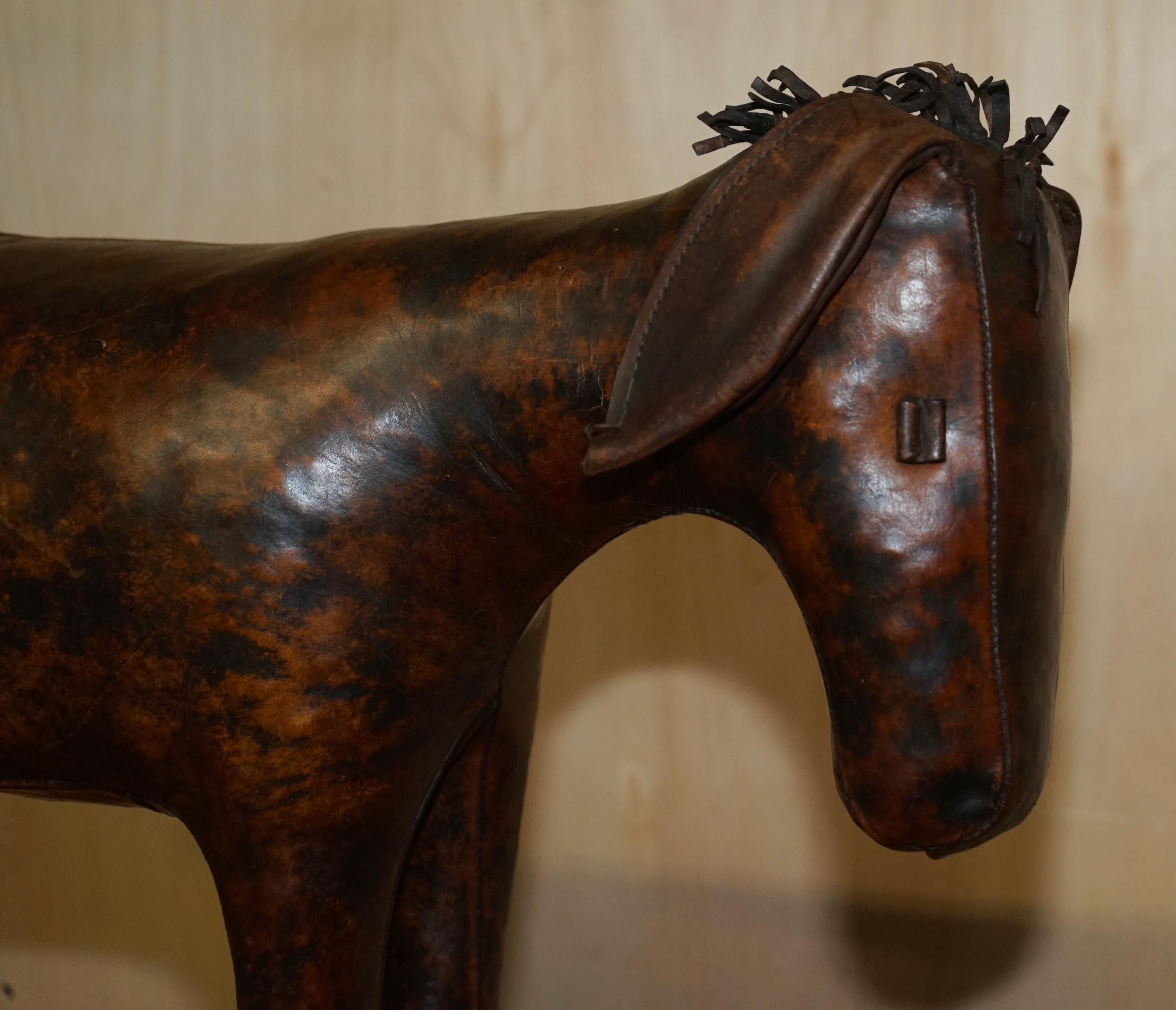 Hand-Crafted Large Vintage circa 1940's Abercrombie & Fitch Omersa Brown Leather Donkey Stool