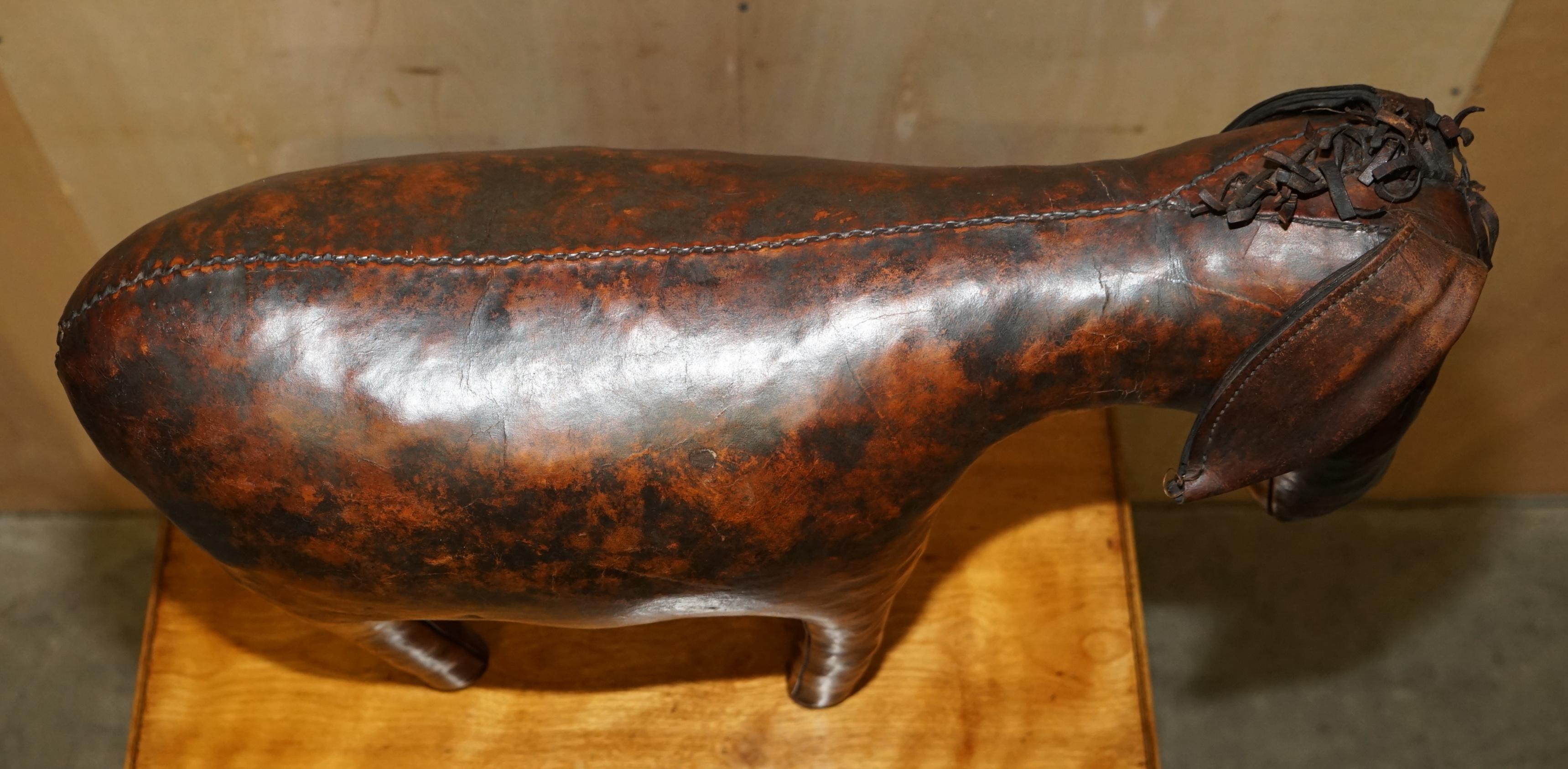 Mid-20th Century Large Vintage circa 1940's Abercrombie & Fitch Omersa Brown Leather Donkey Stool