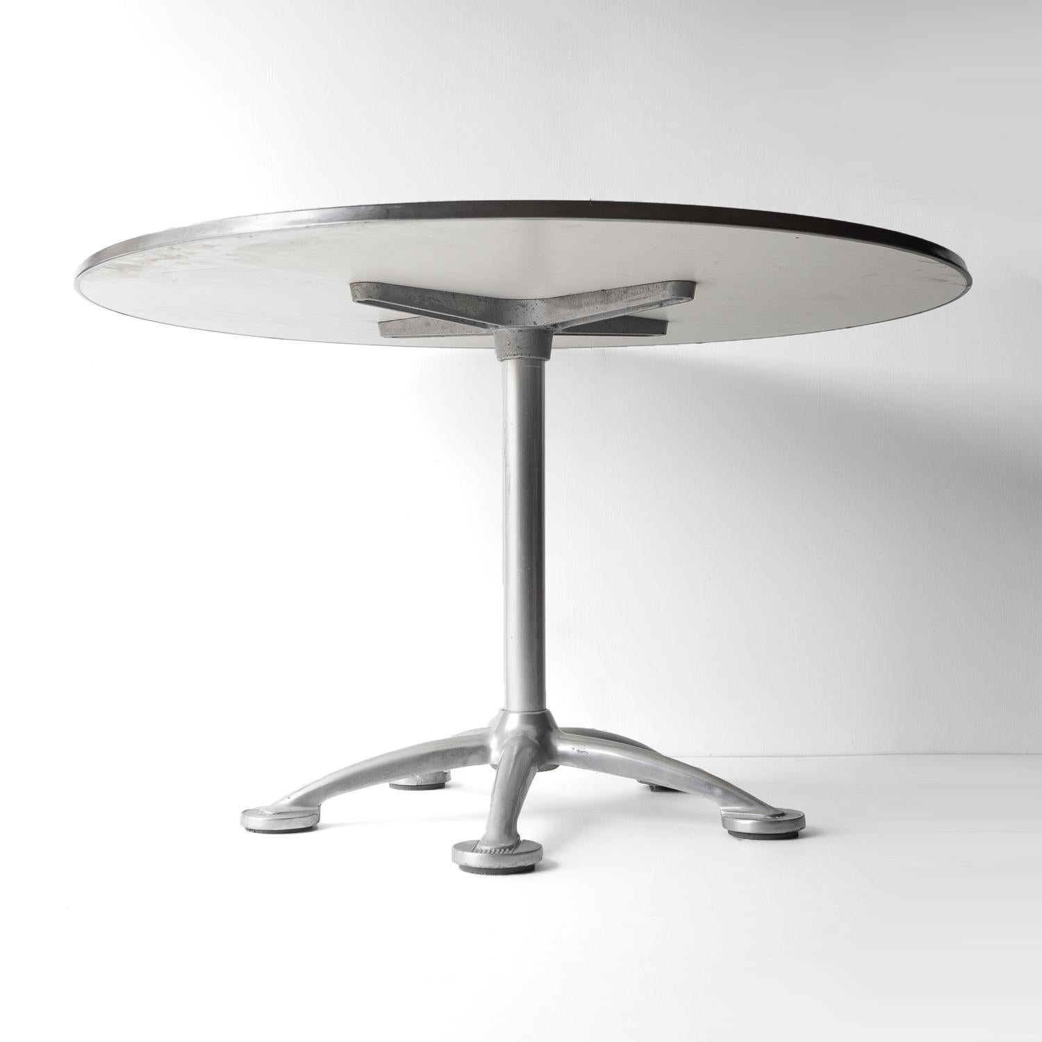 Anodized Large Vintage Circular Indoor/Outdoor Bistro Table By Jorge Pensi For Amat For Sale