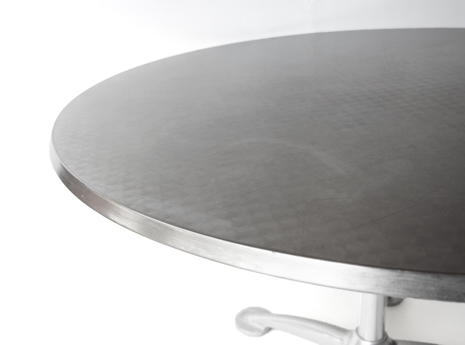 Aluminum Large Vintage Circular Indoor/Outdoor Bistro Table By Jorge Pensi For Amat For Sale