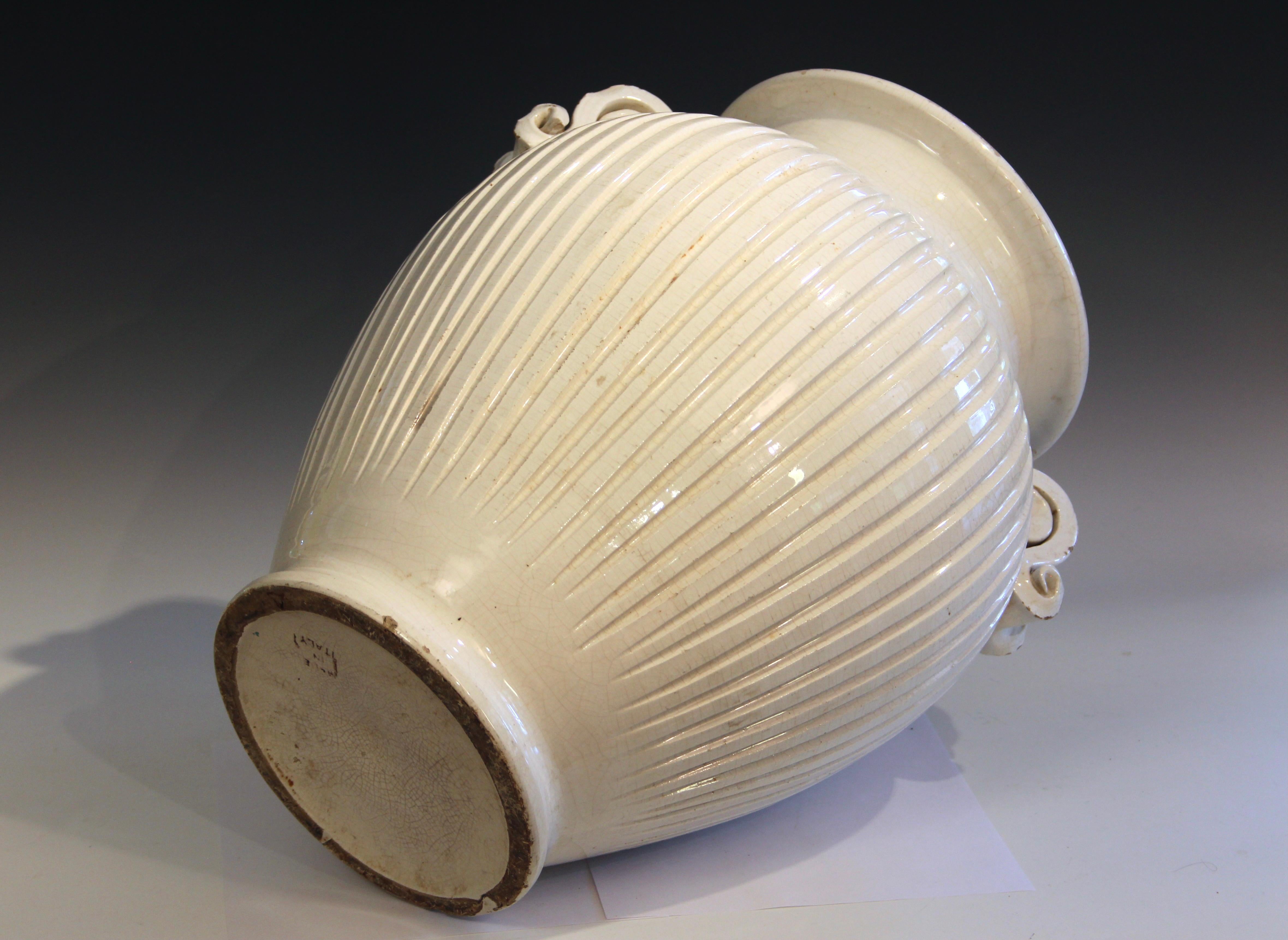 Large Vintage Classical Italian Pottery Urn Fluted Vase Hand Made Jar 18