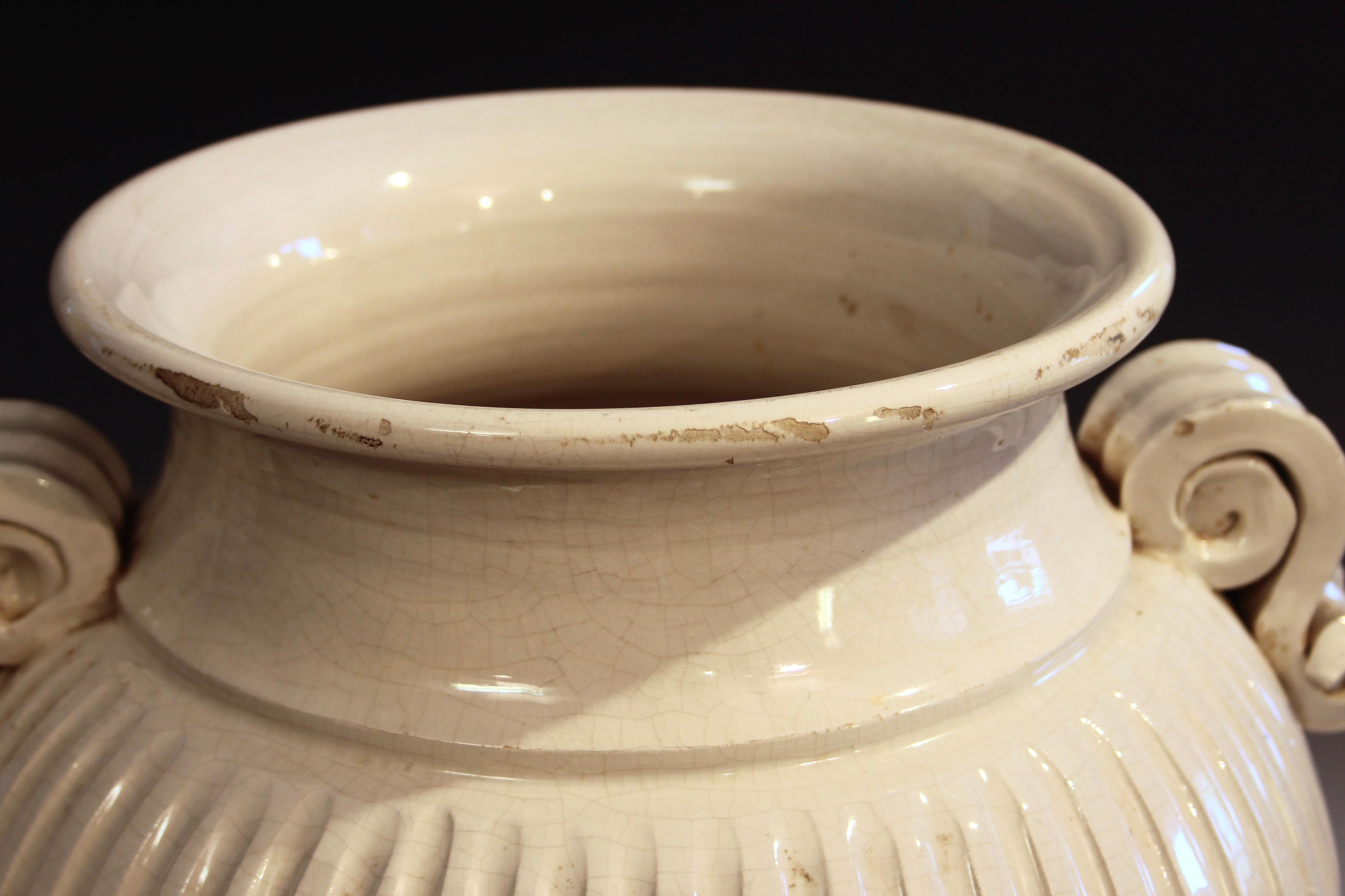 Large Vintage Classical Italian Pottery Urn Fluted Vase Hand Made Jar 18