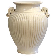 Large Vintage Classical Italian Pottery Urn Fluted Vase Hand Made Jar 18"