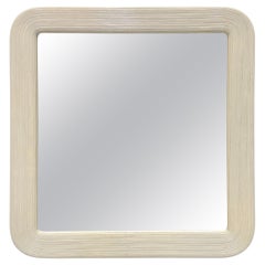 Large Vintage Coastal Painted Pencil Reed Wall Mirror