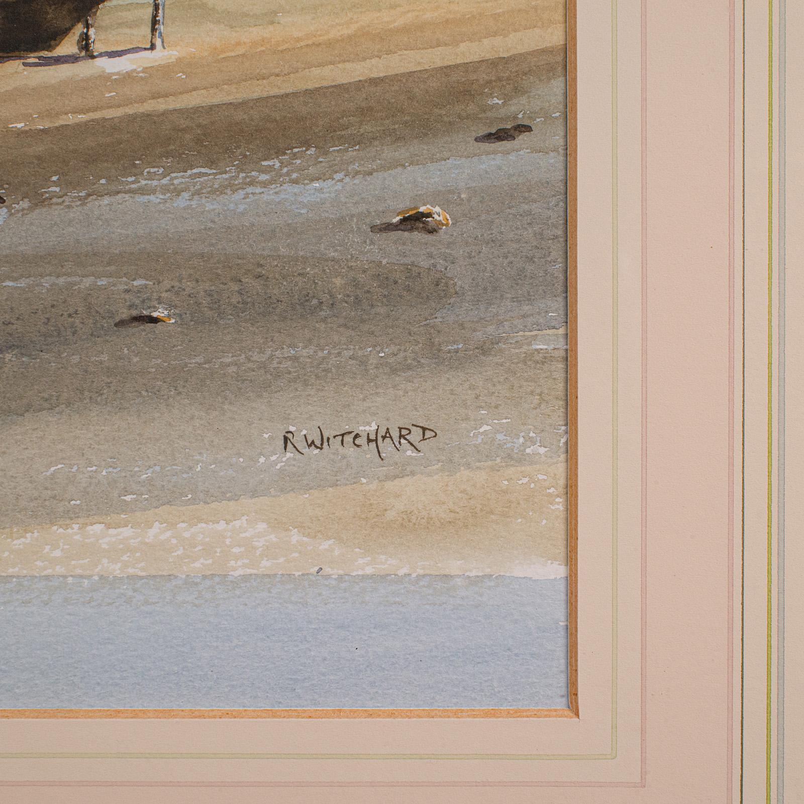 Großes Coastal-Aquarell im Vintage-Stil, Walisisch, gerahmtes Gemälde, Landschaft, signierte Kunst im Angebot 1
