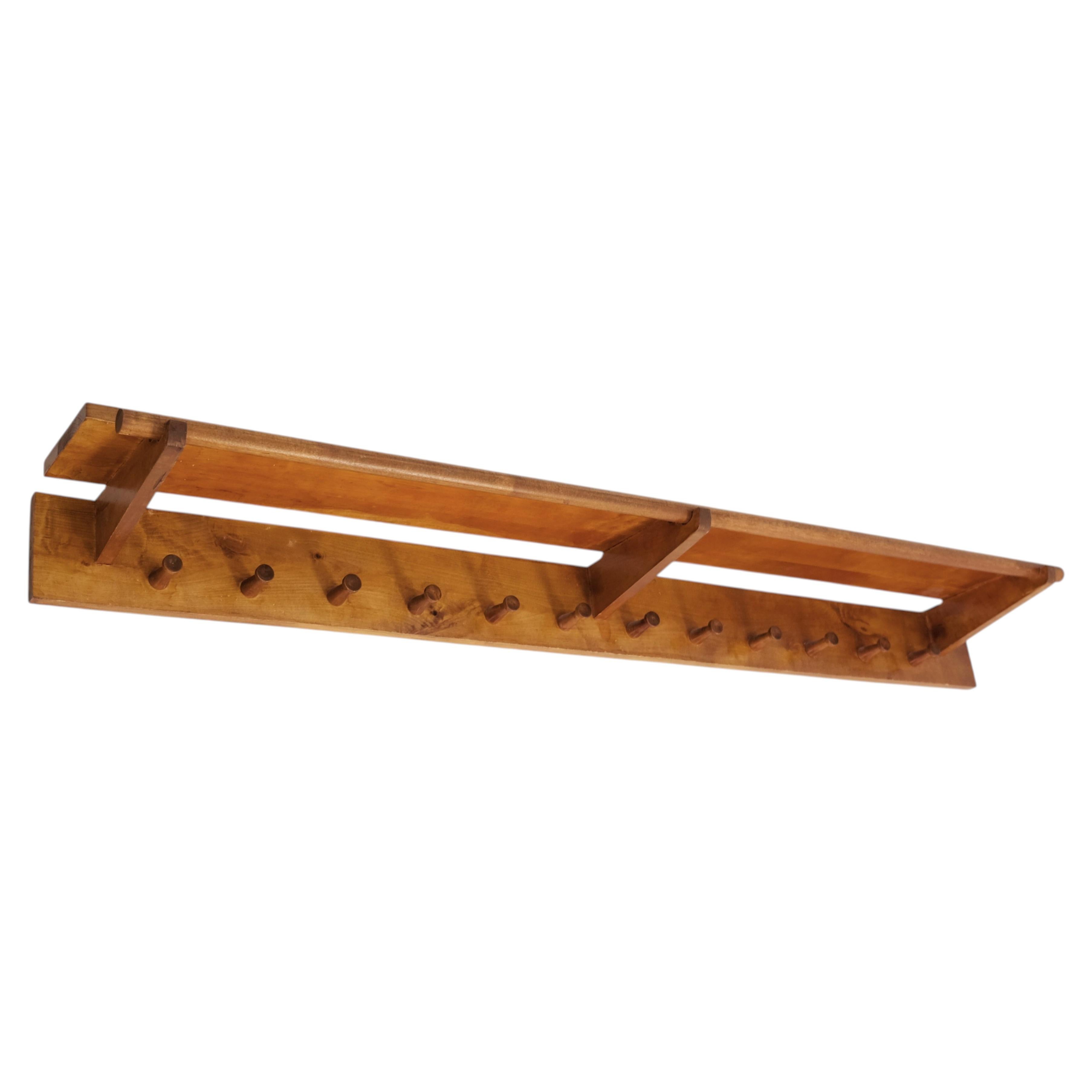 Large Vintage Coat / Hat Rack in Birch, Finland 1950s