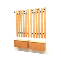 Large vintage coat rack with sideboard made in the 1970s