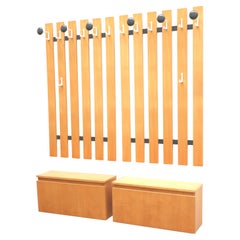 Large vintage coat rack with sideboard made in the 1970s