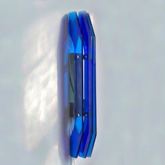 Exceptional Indigo Blue Glass Large Pair of Sconces by Cristal Art, Italy 1970s