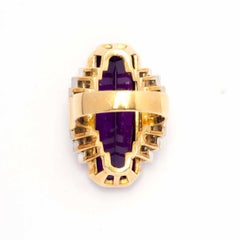 Large Vintage Cocktail ring with amethyst and diamonds