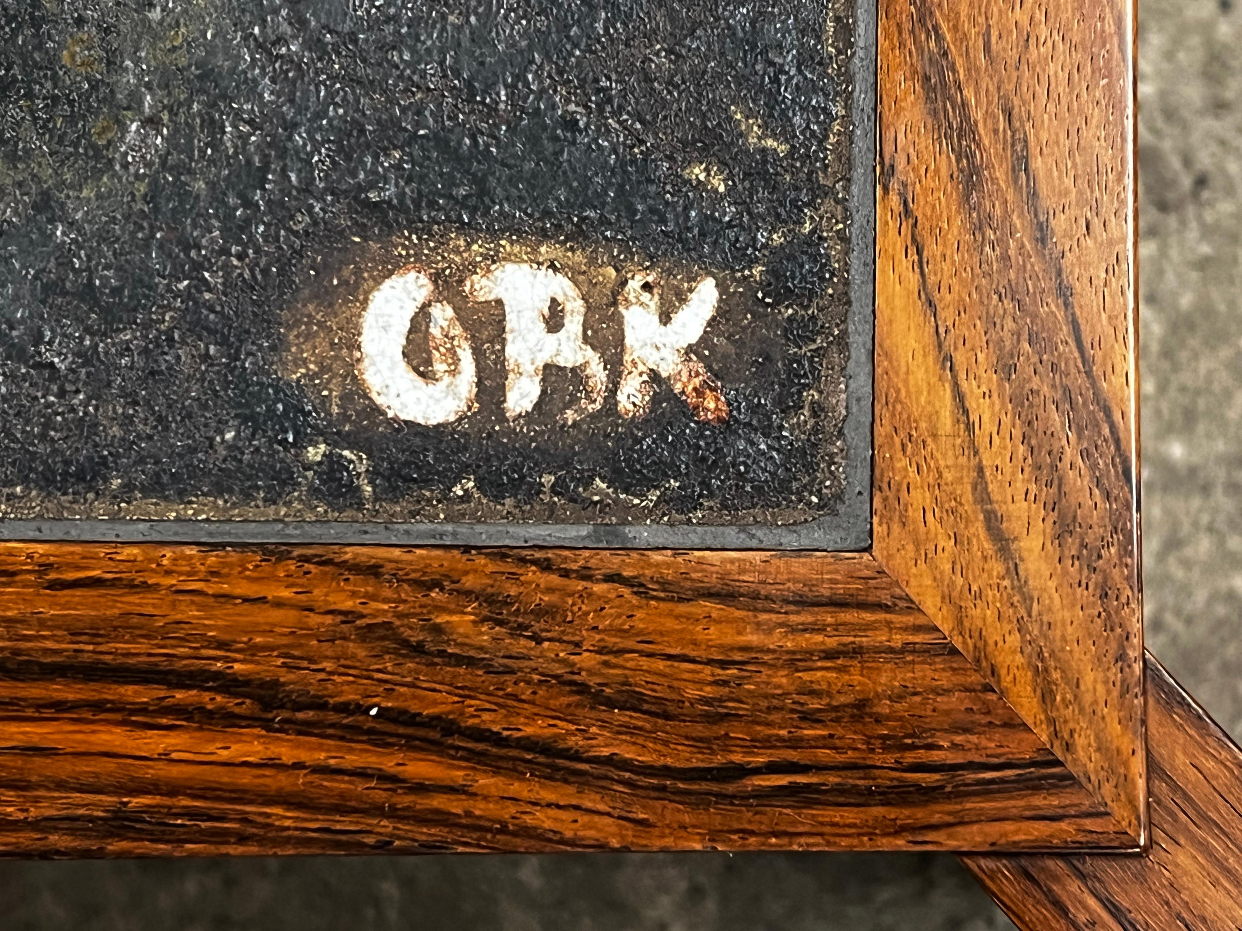 Enameled Large vintage coffee table with ceramic signed by Ole Bjørn Krüger in the 60' For Sale