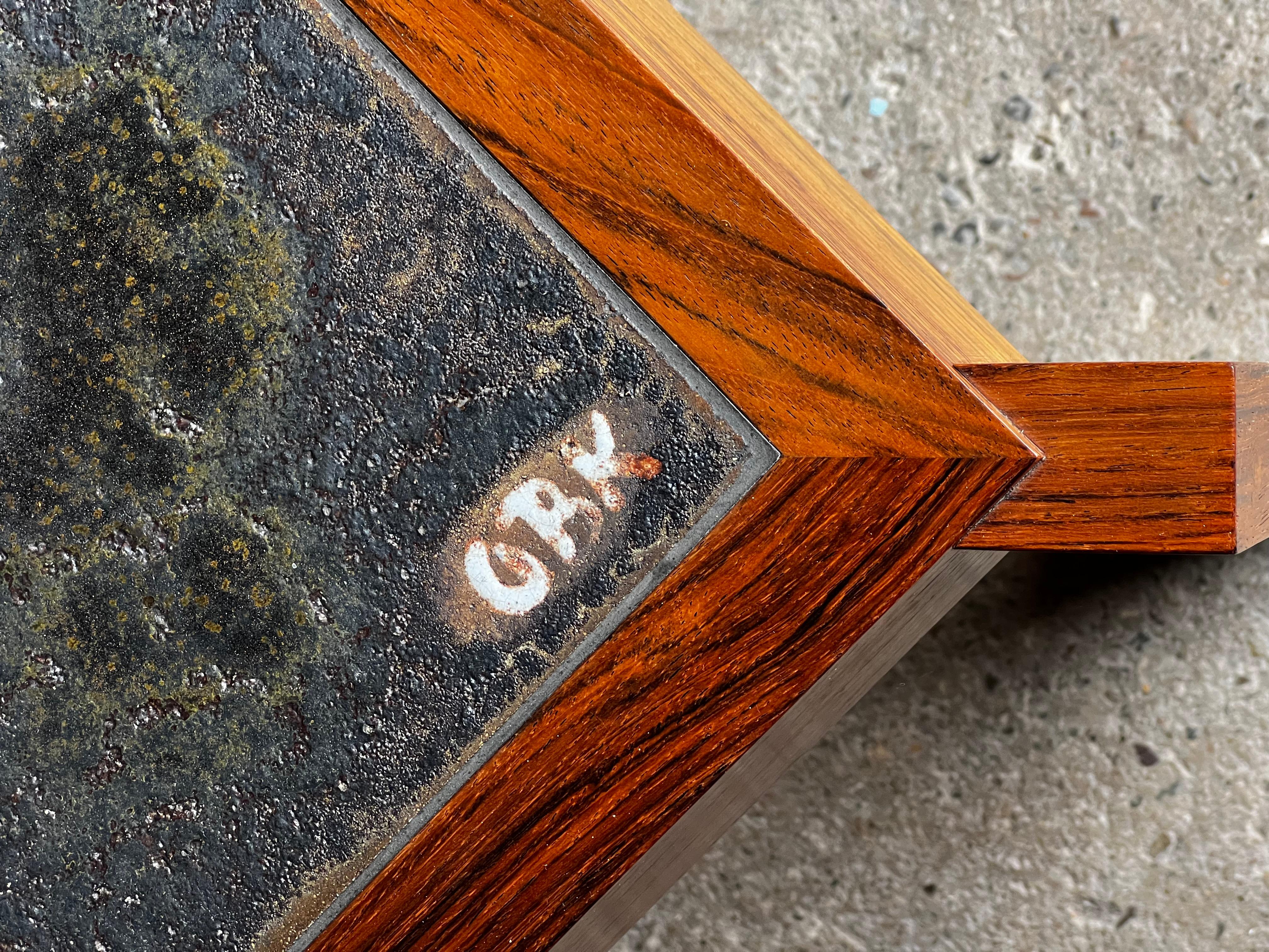 Ceramic Large vintage coffee table with ceramic signed by Ole Bjørn Krüger in the 60' For Sale