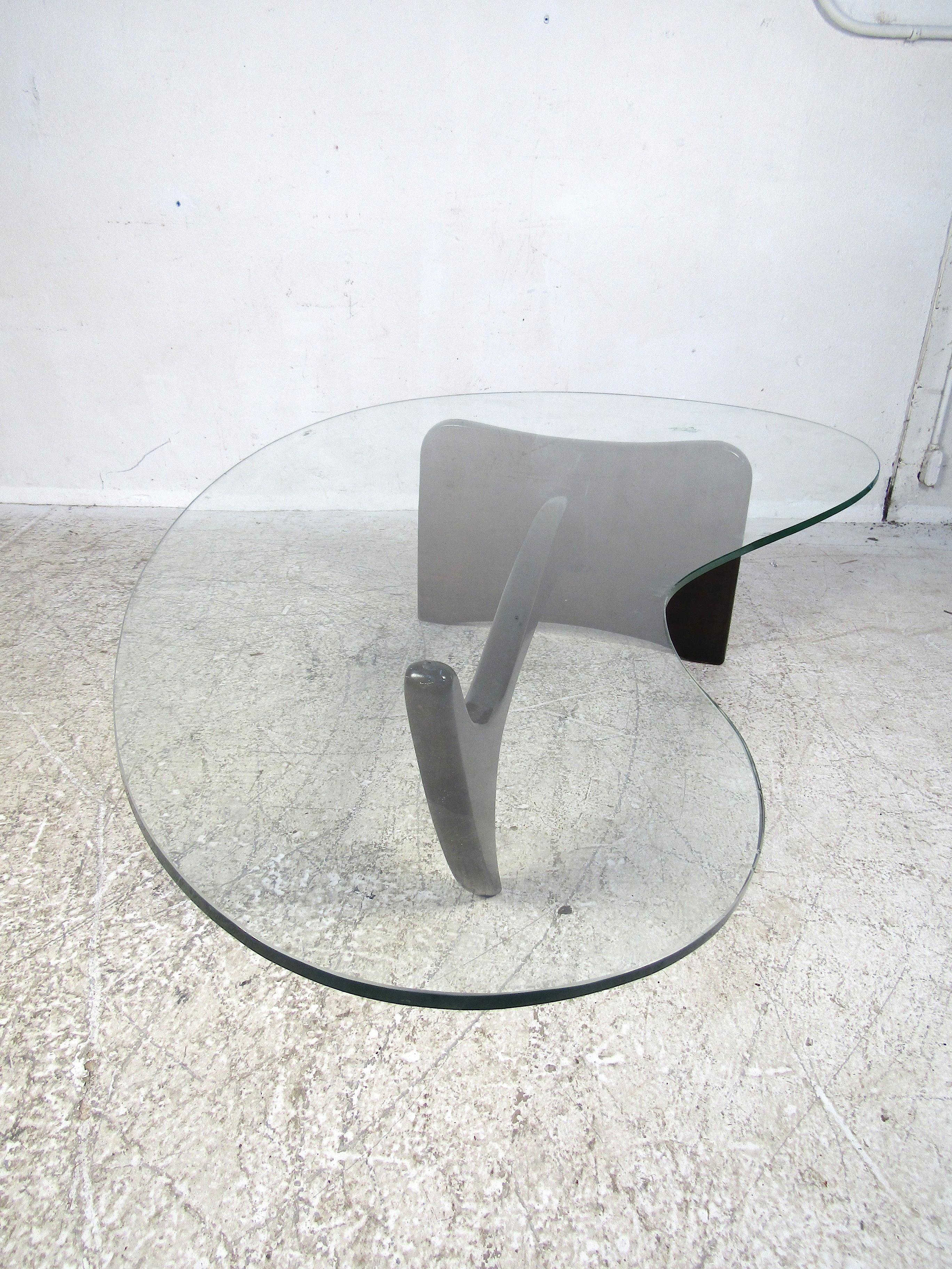 kidney shaped glass coffee table vintage