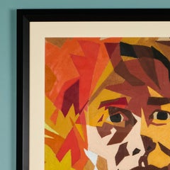 Large Vintage Colored Pastel Drawing, Male Portrait