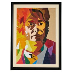 Large Vintage Colored Pastel Drawing, Male Portrait