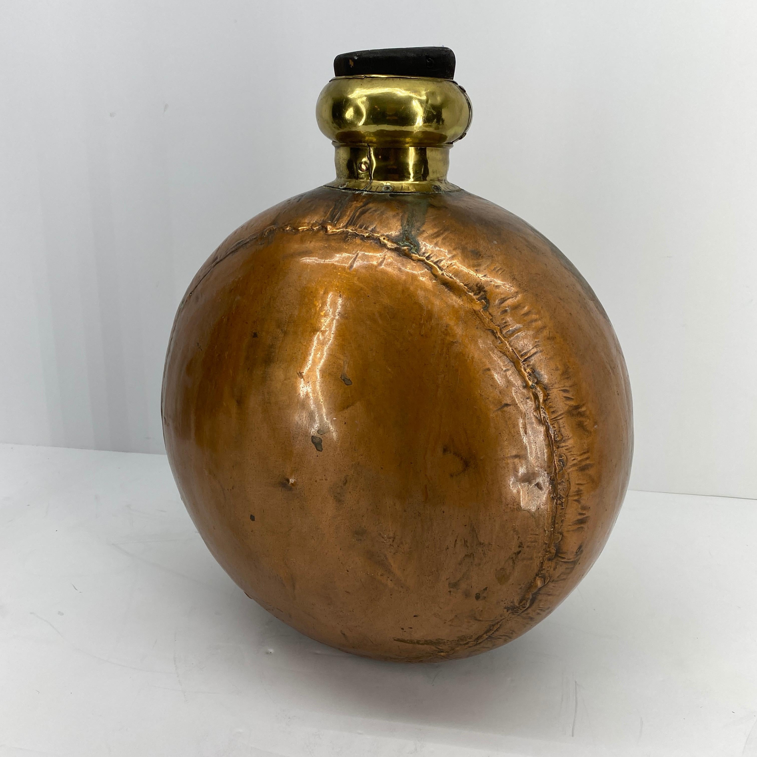 Large Vintage Copper and Brass Decorative Flask Sculpture 2