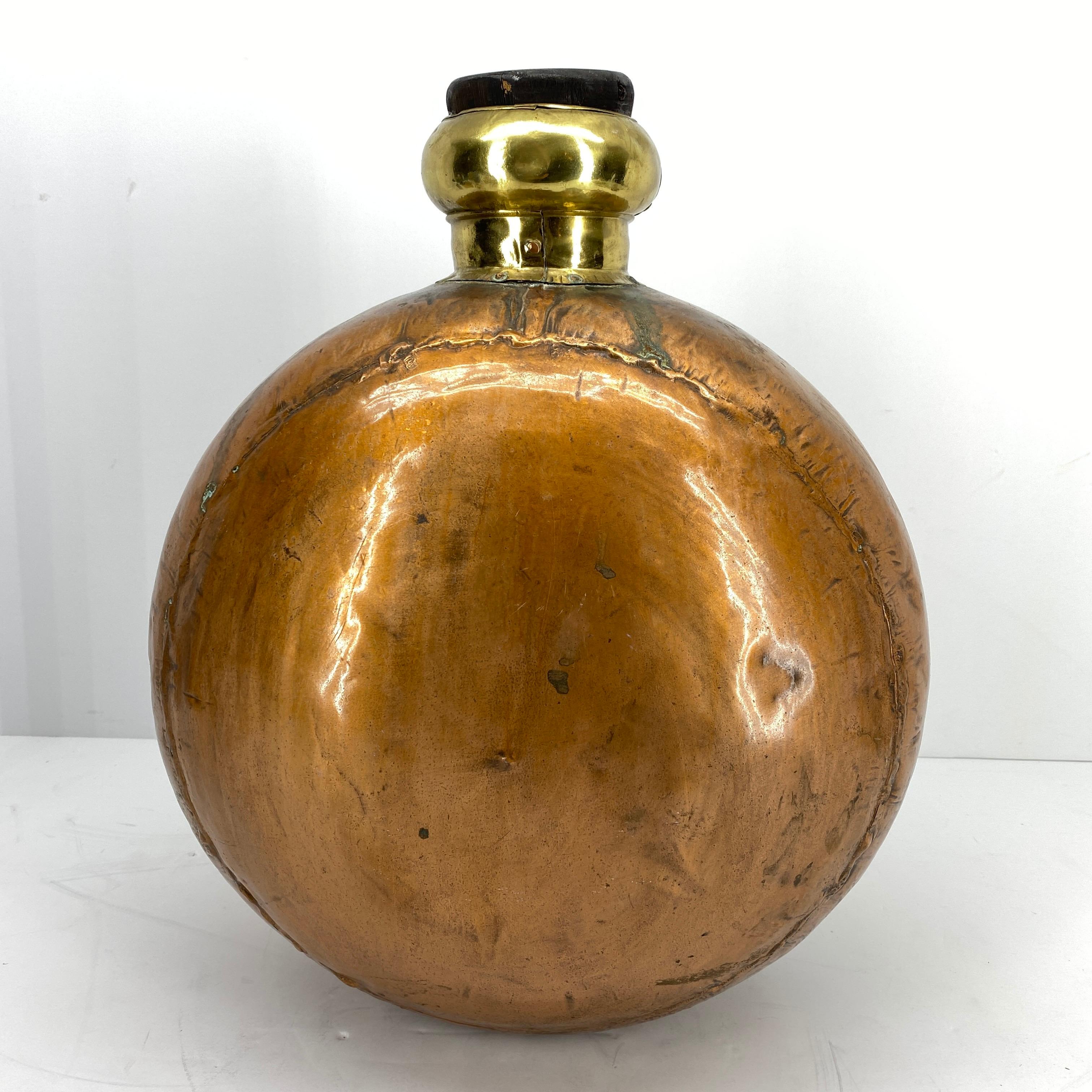 Large Vintage Copper and Brass Decorative Flask Sculpture 3