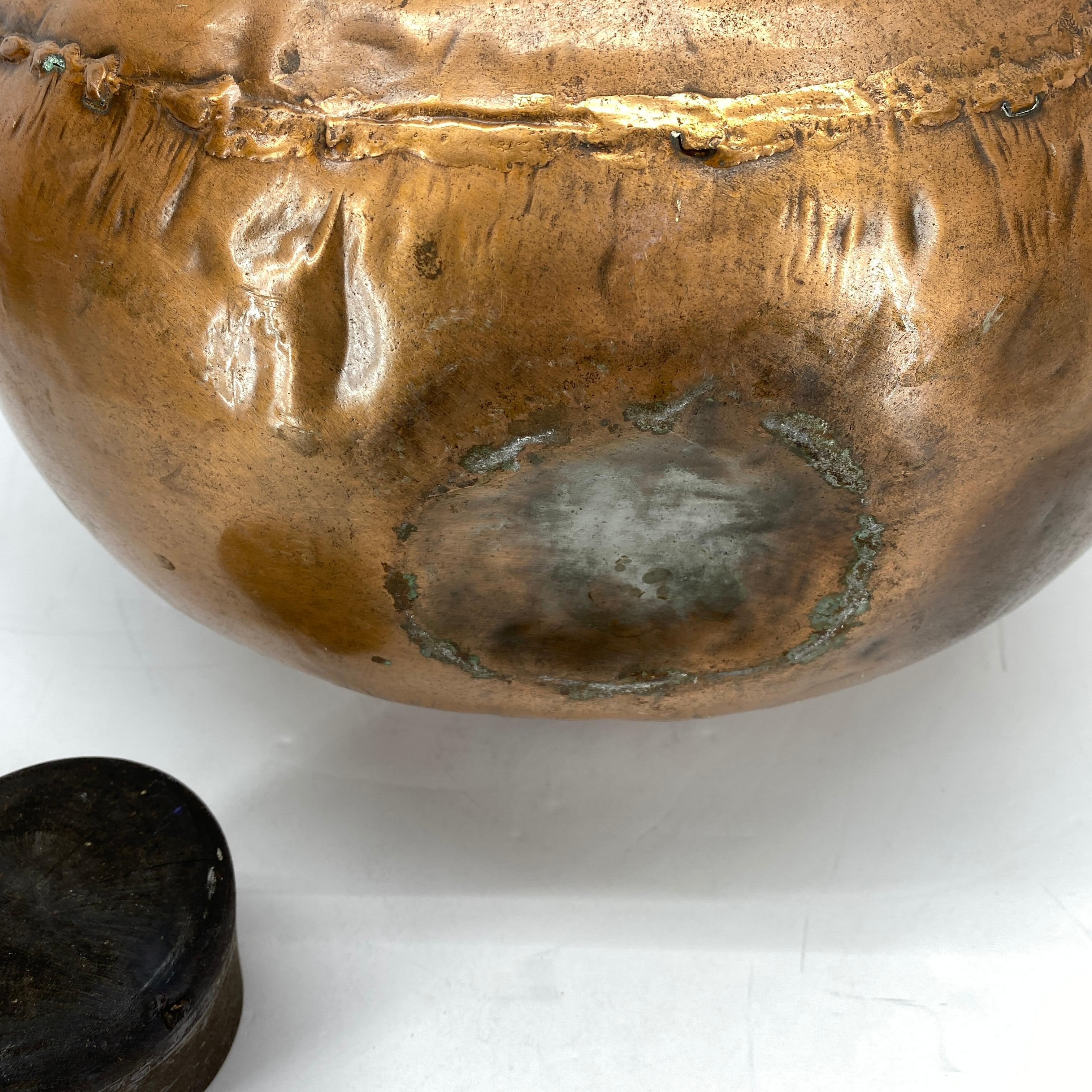 Large Vintage Copper and Brass Decorative Flask Sculpture 6
