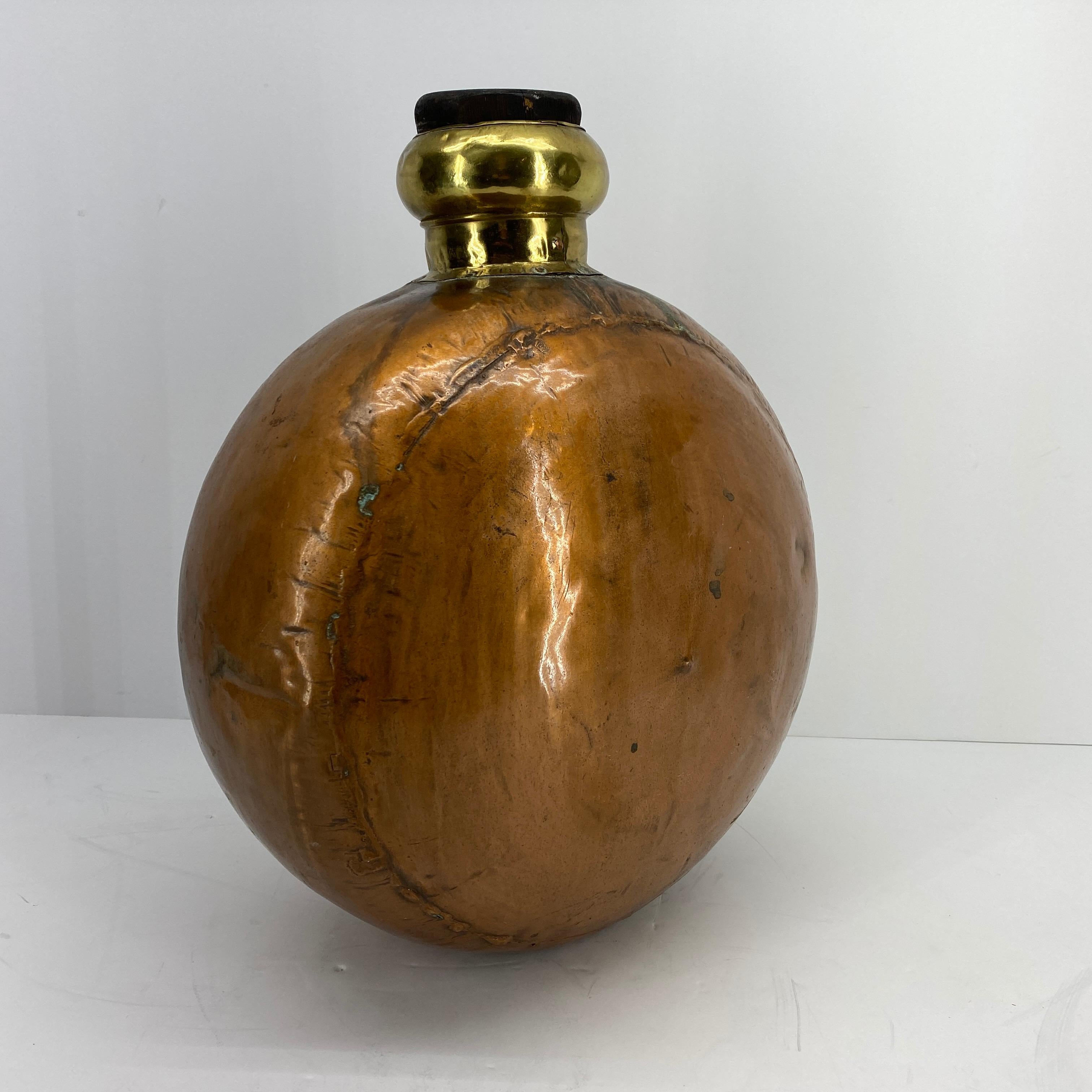 Large Vintage Copper and Brass Decorative Flask Sculpture In Good Condition In Haddonfield, NJ