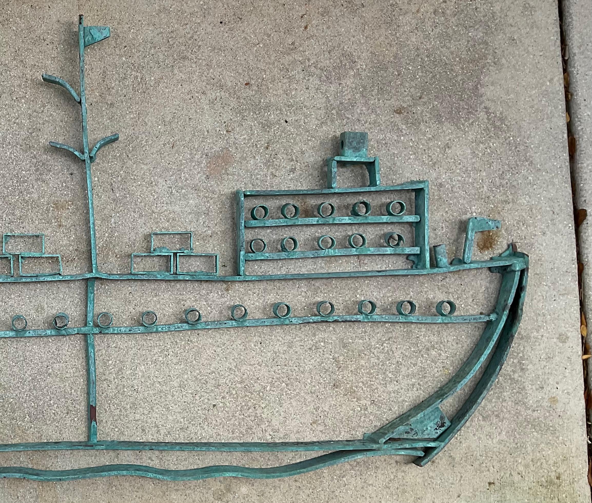 Large Vintage Copper Ship Architectural Wall Hanging Sculpture 4