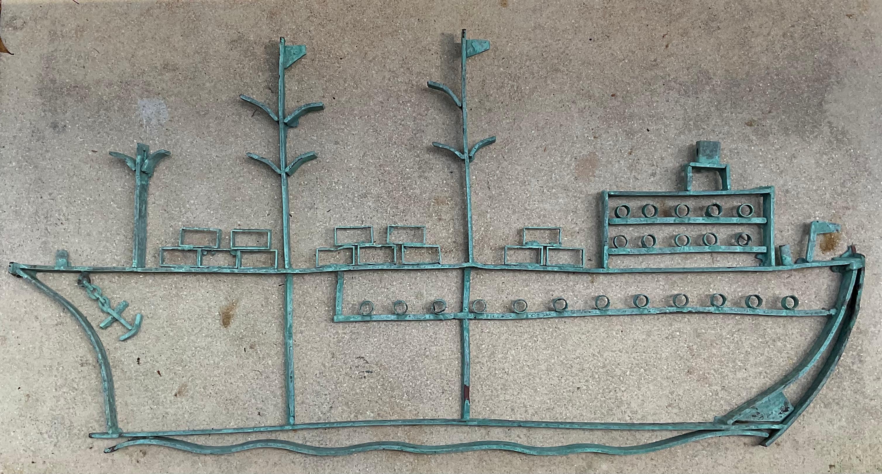 Large Vintage Copper Ship Architectural Wall Hanging Sculpture 5