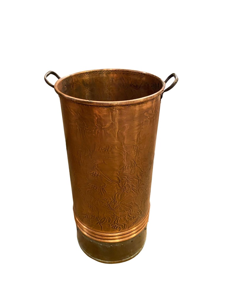 Large Vintage Copper Umbrella Stand For Sale at 1stDibs