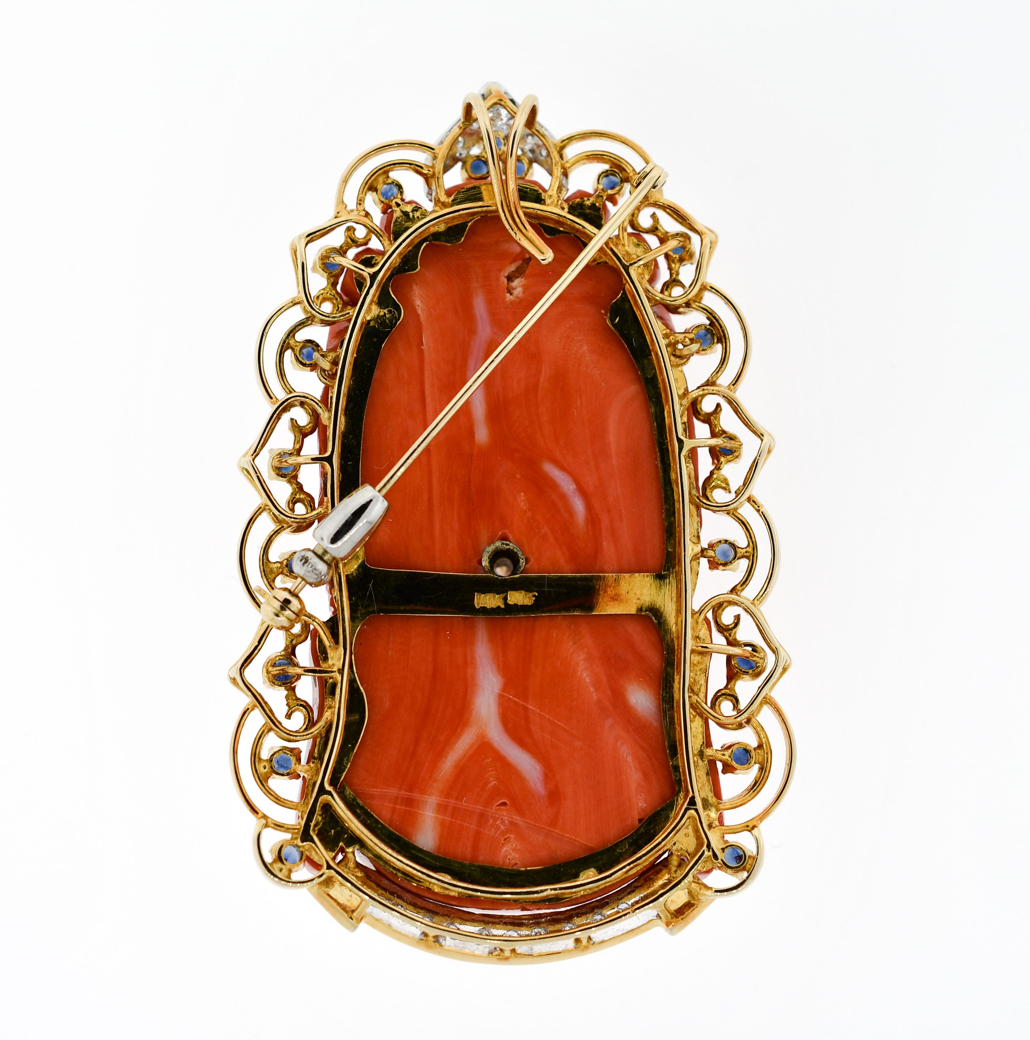 Large Vintage Coral Brooch In Good Condition For Sale In Delray Beach, FL