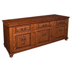 Large Vintage Country House Dresser Base, English, Oak, Georgian Revival, C.1980