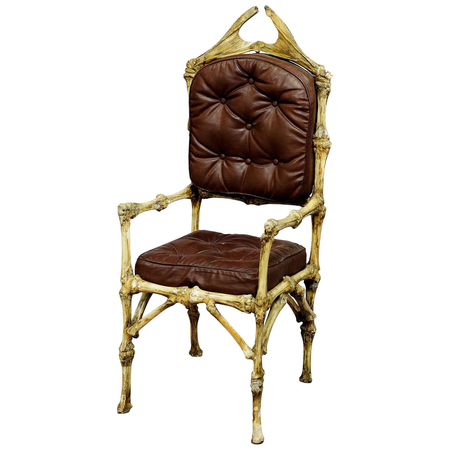 Large Vintage Cow Bone Throne Armchair, Germany, circa 1930 For Sale