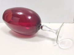 Large Vintage Crimson Hand-Blown Glass Vase, Empoli, Italy